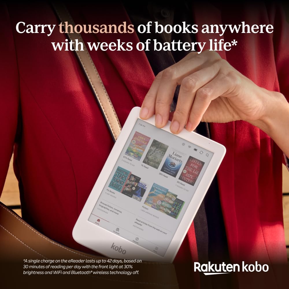 Kobo Clara Colour | Colour eReader | 6” Glare-Free Colour E Ink Kaleido™ 3 Display | Dark Mode Option | Waterproof | Audiobooks | 16GB of Storage | White - Image 8