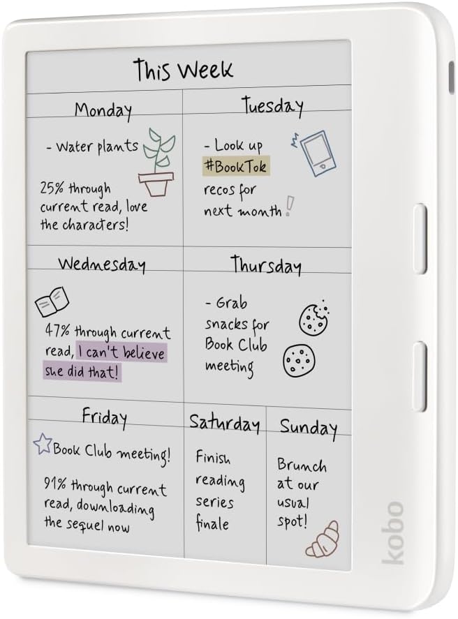 Kobo Libra Colour eReader, 7” Color E Ink, Waterproof, White | 7” Color E Ink Kaleido 3, Dark Mode, Waterproof, eBooks, Audiobooks, Recycled Materials - Image 2