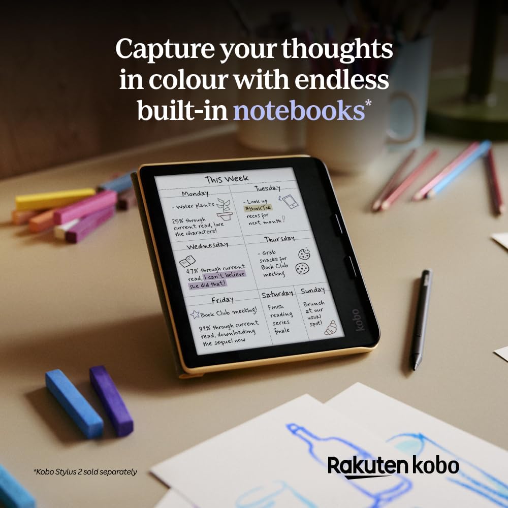 Kobo Libra Colour eReader, 7” Color E Ink, Waterproof, White | 7” Color E Ink Kaleido 3, Dark Mode, Waterproof, eBooks, Audiobooks, Recycled Materials - Image 6