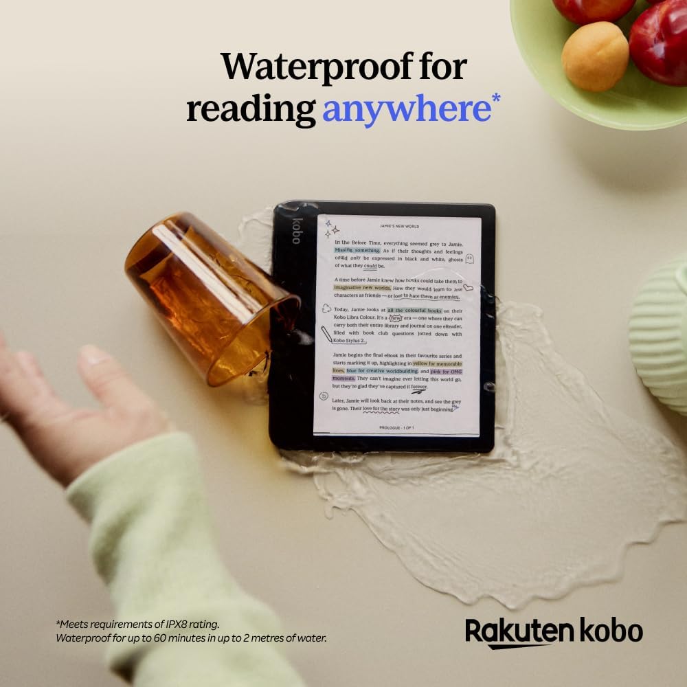 Kobo Libra Colour eReader, 7” Color E Ink, Waterproof, White | 7” Color E Ink Kaleido 3, Dark Mode, Waterproof, eBooks, Audiobooks, Recycled Materials - Image 9
