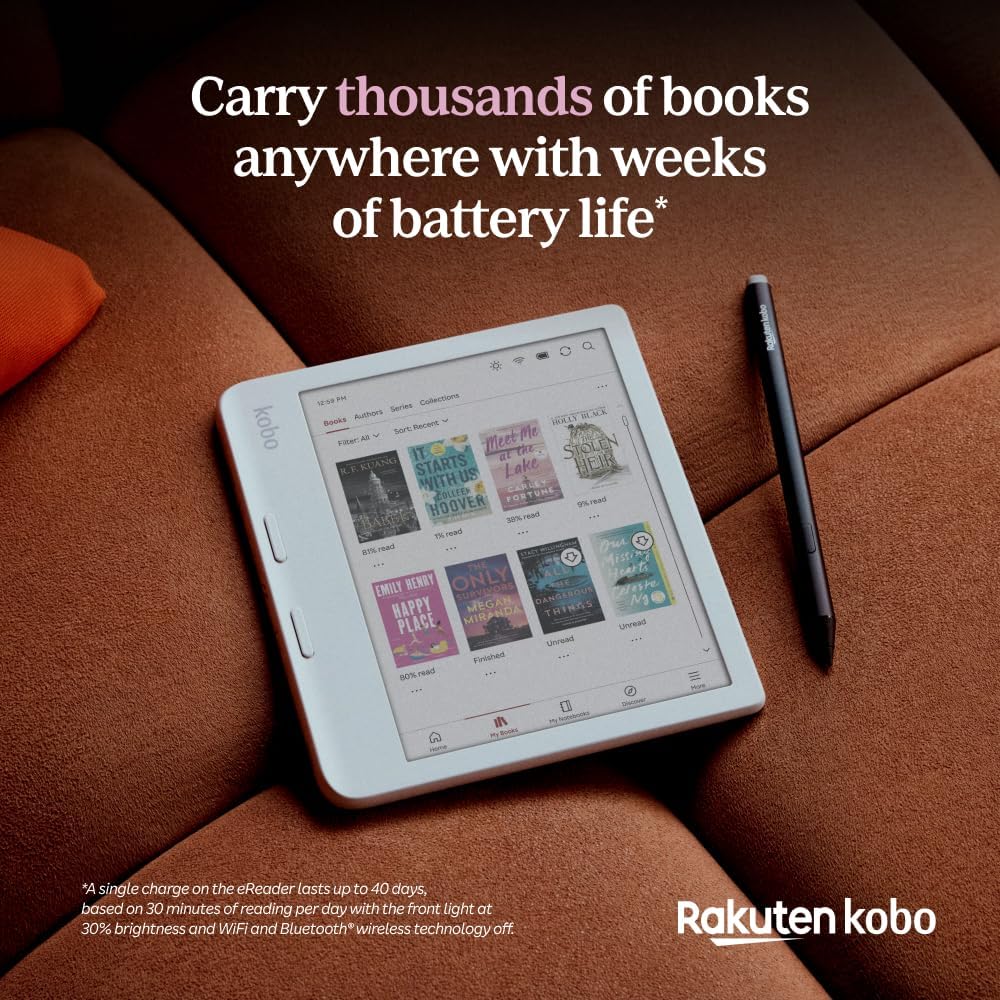 Kobo Libra Colour eReader, 7” Color E Ink, Waterproof, White | 7” Color E Ink Kaleido 3, Dark Mode, Waterproof, eBooks, Audiobooks, Recycled Materials - Image 10