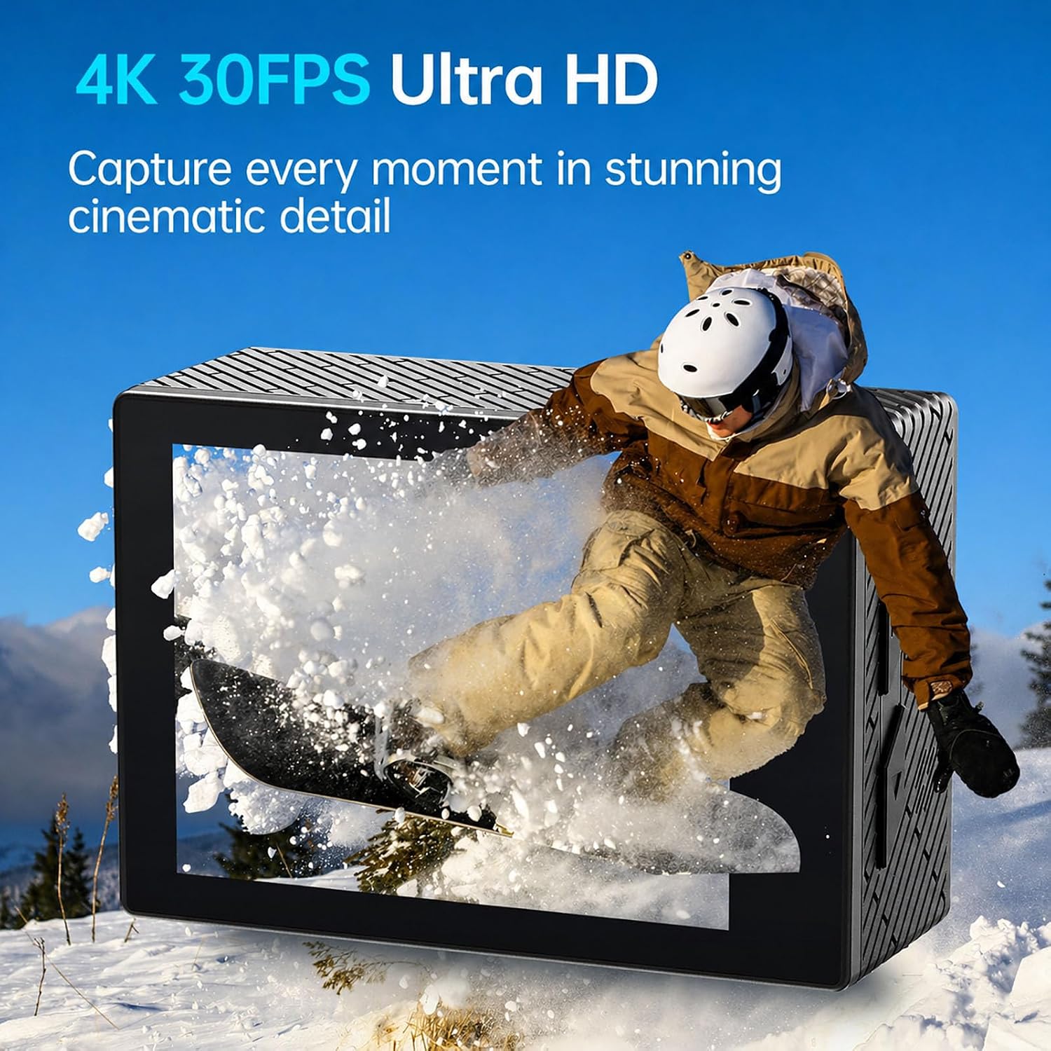 4K Action Camera 20MP Touch Screen WiFi EIS 131FT Waterproof | Dual touch screens, 170° wide-angle, 5X zoom, remote control. For snorkeling, biking, helmet. 2 rechargeable batteries. - Image 2