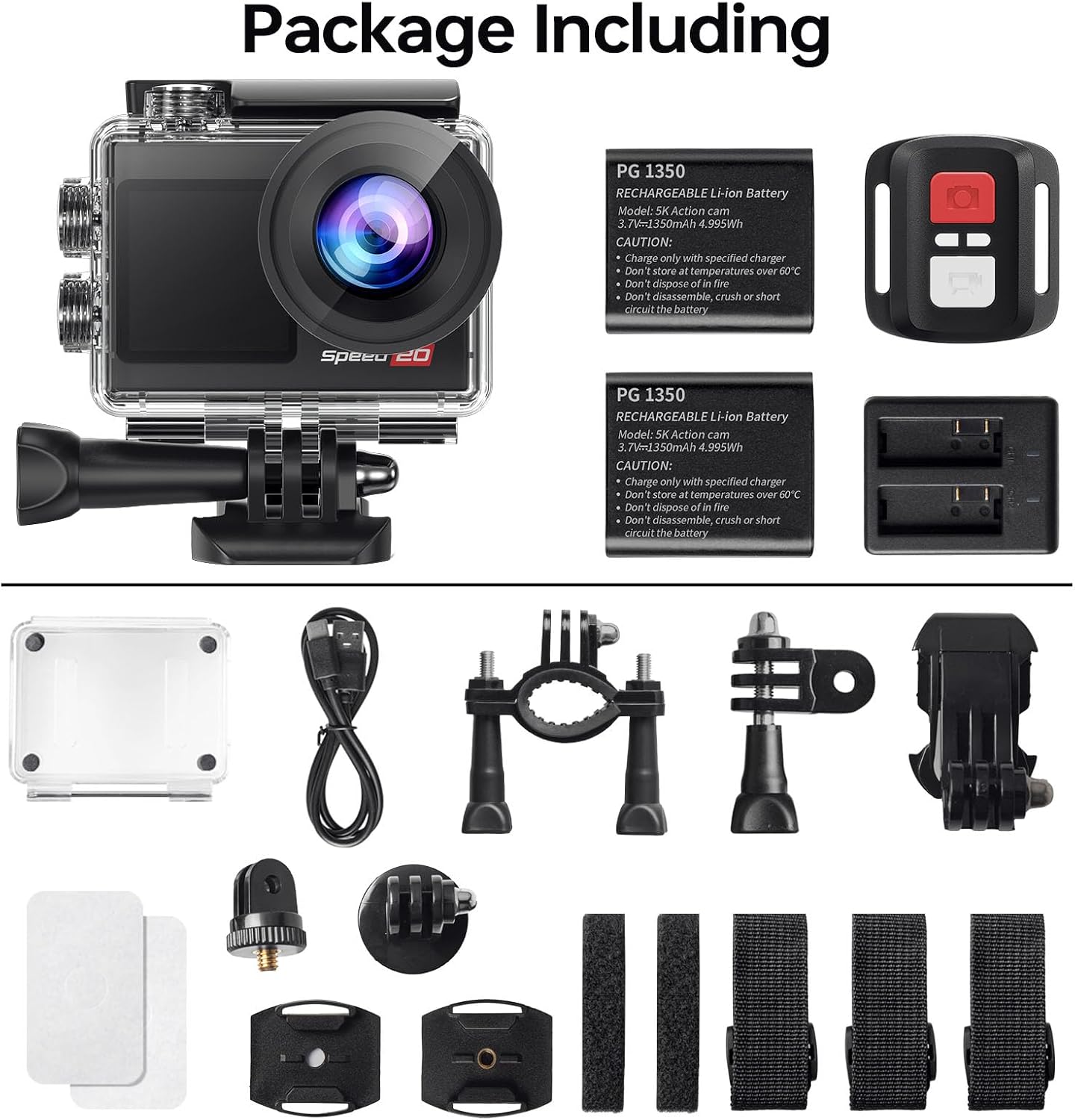 4K Action Camera 20MP Touch Screen WiFi EIS 131FT Waterproof | Dual touch screens, 170° wide-angle, 5X zoom, remote control. For snorkeling, biking, helmet. 2 rechargeable batteries. - Image 8