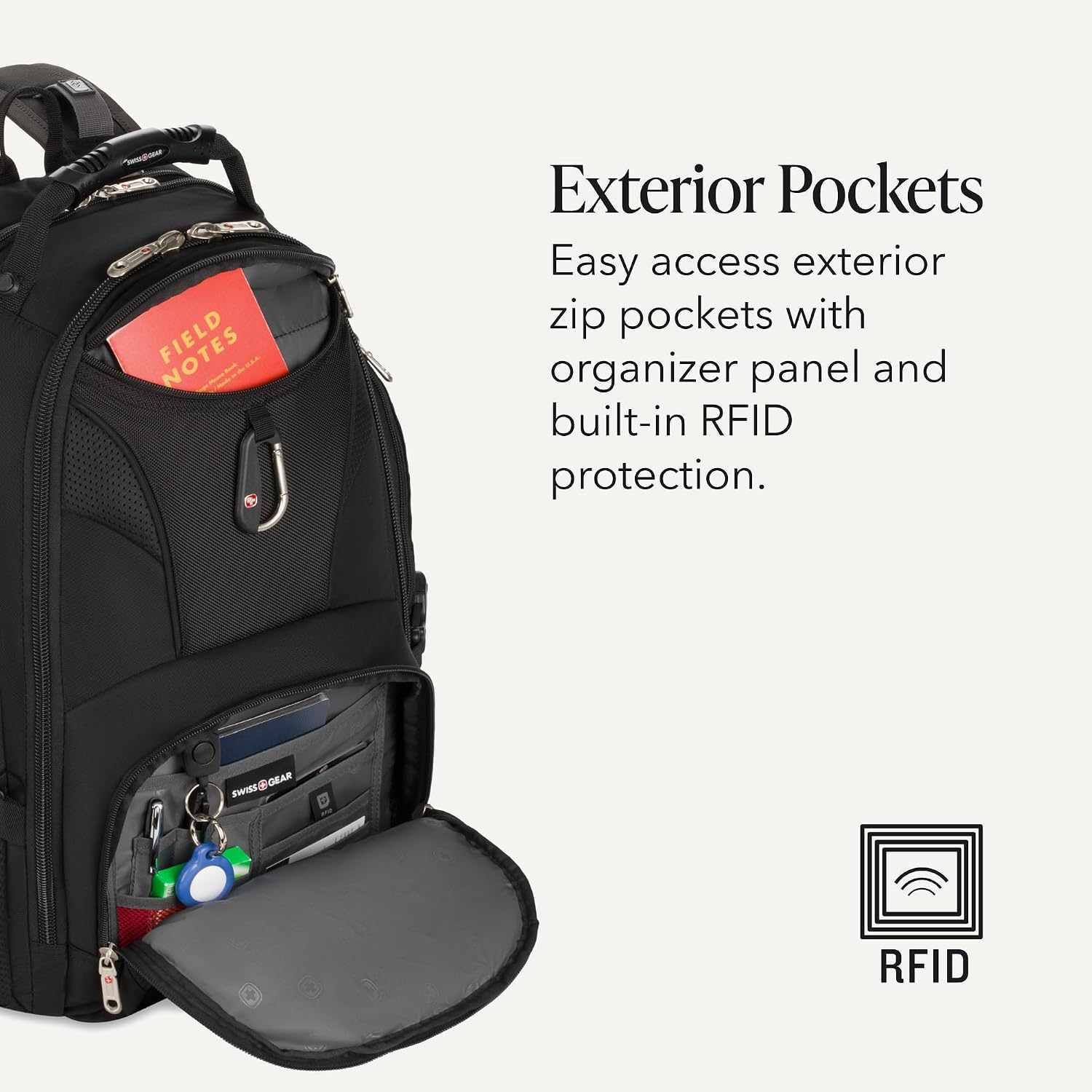 SWISSGEAR 1900 ScanSmart Laptop Backpack, Fits Most 17-Inch Laptops, TSA-Friendly Lay-Flat Design, RFID Protection, and Tablet Pocket, Black, 31L, 18.5-Inch - Image 4