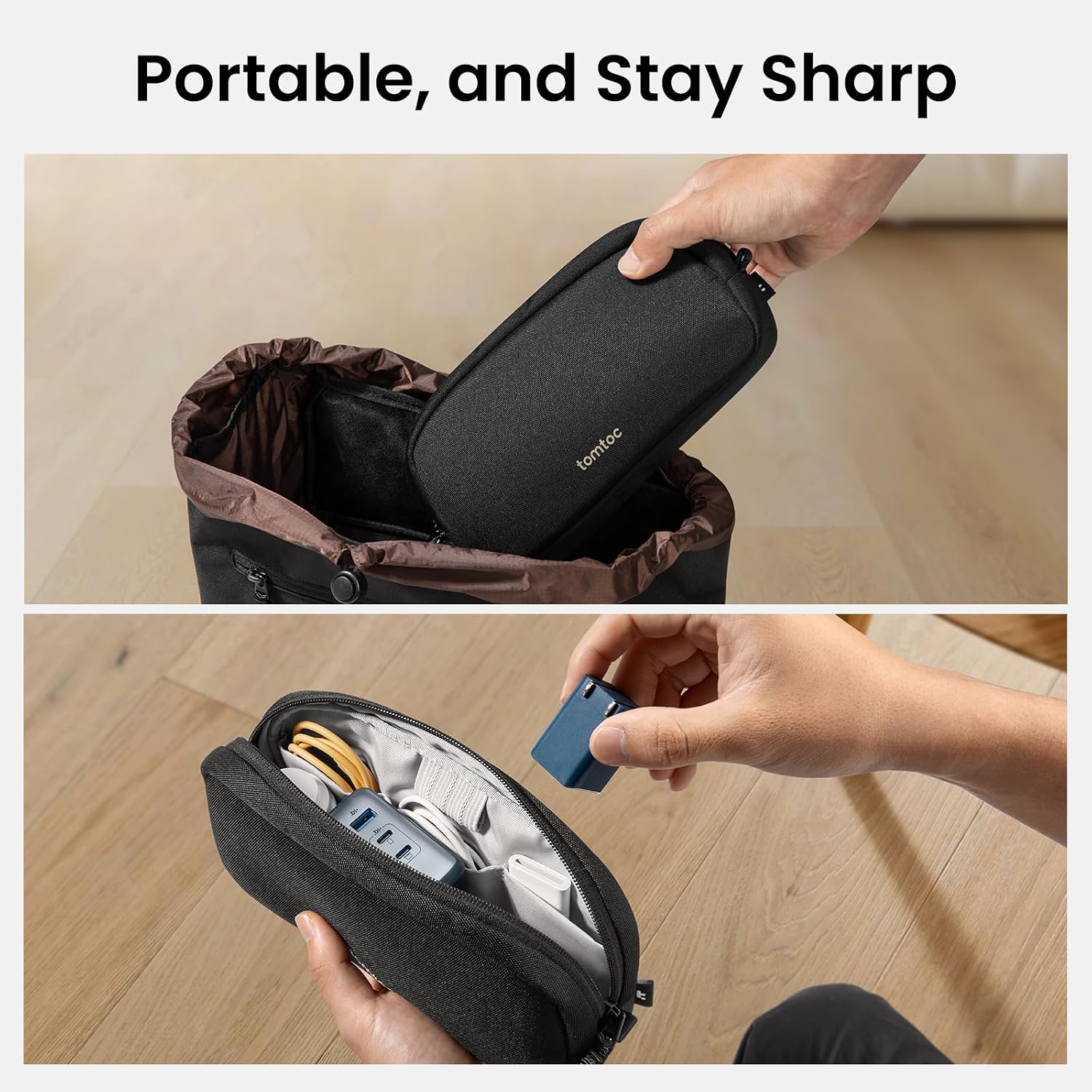 tomtoc Electronics Organizer Travel Case, Cable Organizer for Essentials | Water Resistant Tech Pouch Accessories Travel Bag Carry Storage for Cord, Phone, Cables, Airpods, USB Drive, Daily Items - Image 10